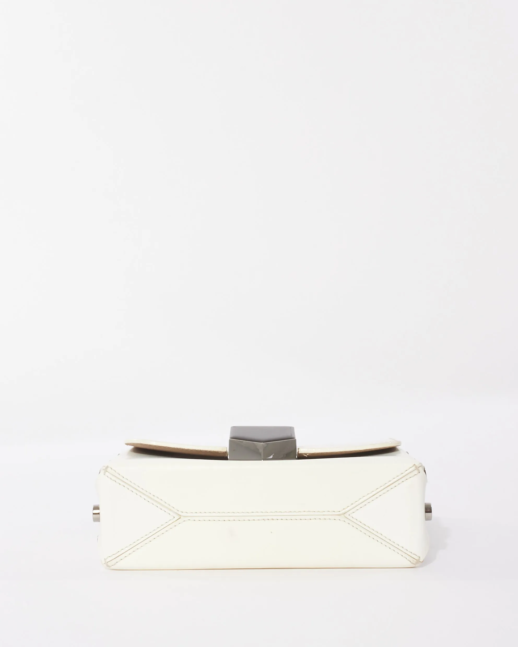 Jimmy Choo White Leather Small Lockett Shoulder Bag