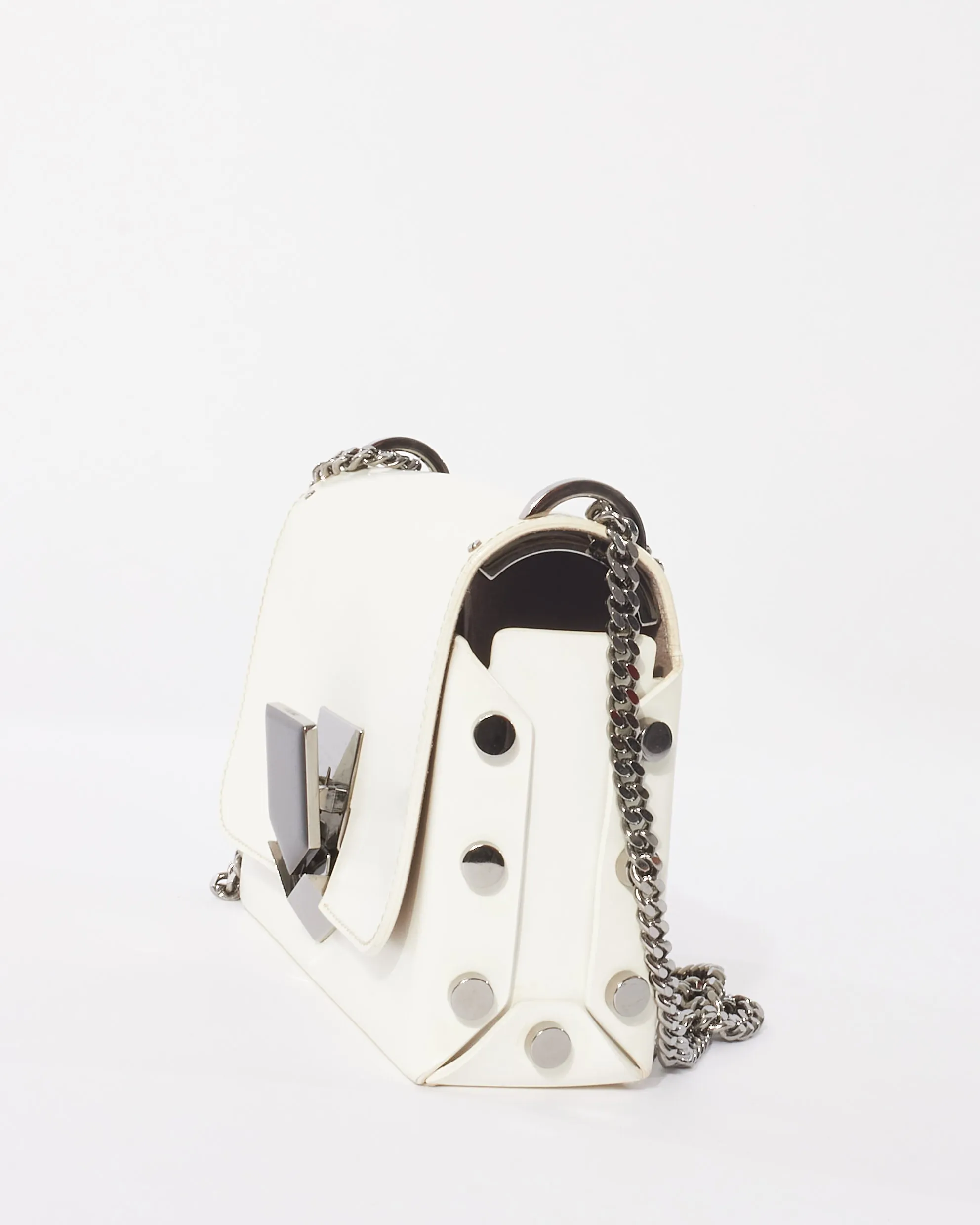Jimmy Choo White Leather Small Lockett Shoulder Bag