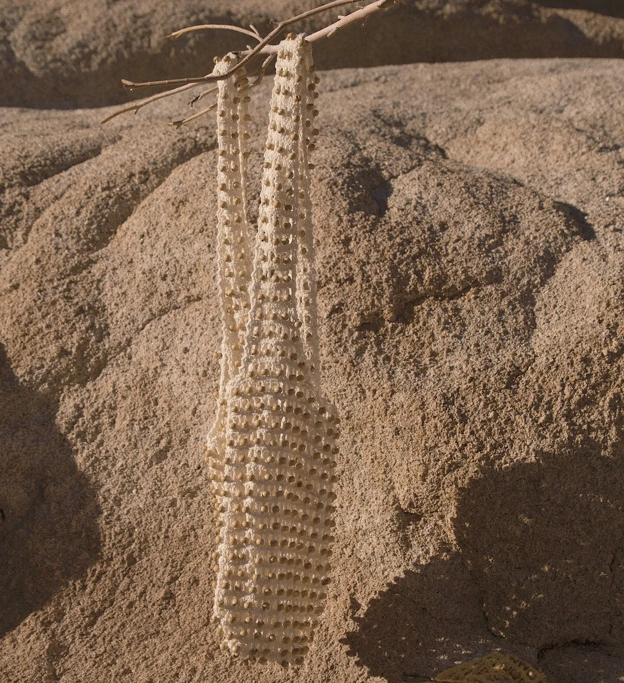 Karma Wooden Crochet Beads Bag in Natural White