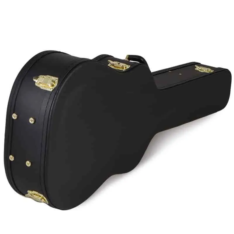 Koda Acoustic Guitar Wooden Case, Arch Top, 7mm Red Plush Interior, BLACK