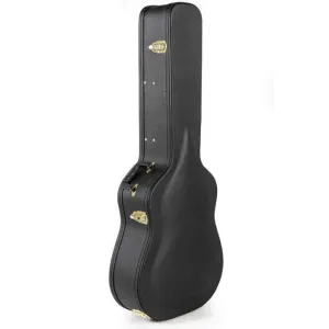 Koda Acoustic Guitar Wooden Case, Arch Top, 7mm Red Plush Interior, BLACK