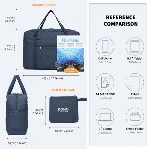Kono Foldable Waterproof Storage Cabin Travel Handbag - Navy