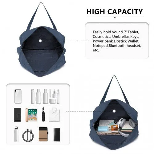 Kono Foldable Waterproof Storage Cabin Travel Handbag - Navy