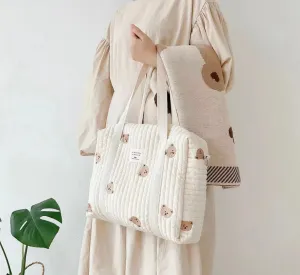 Large Bear quilted baby pram bag