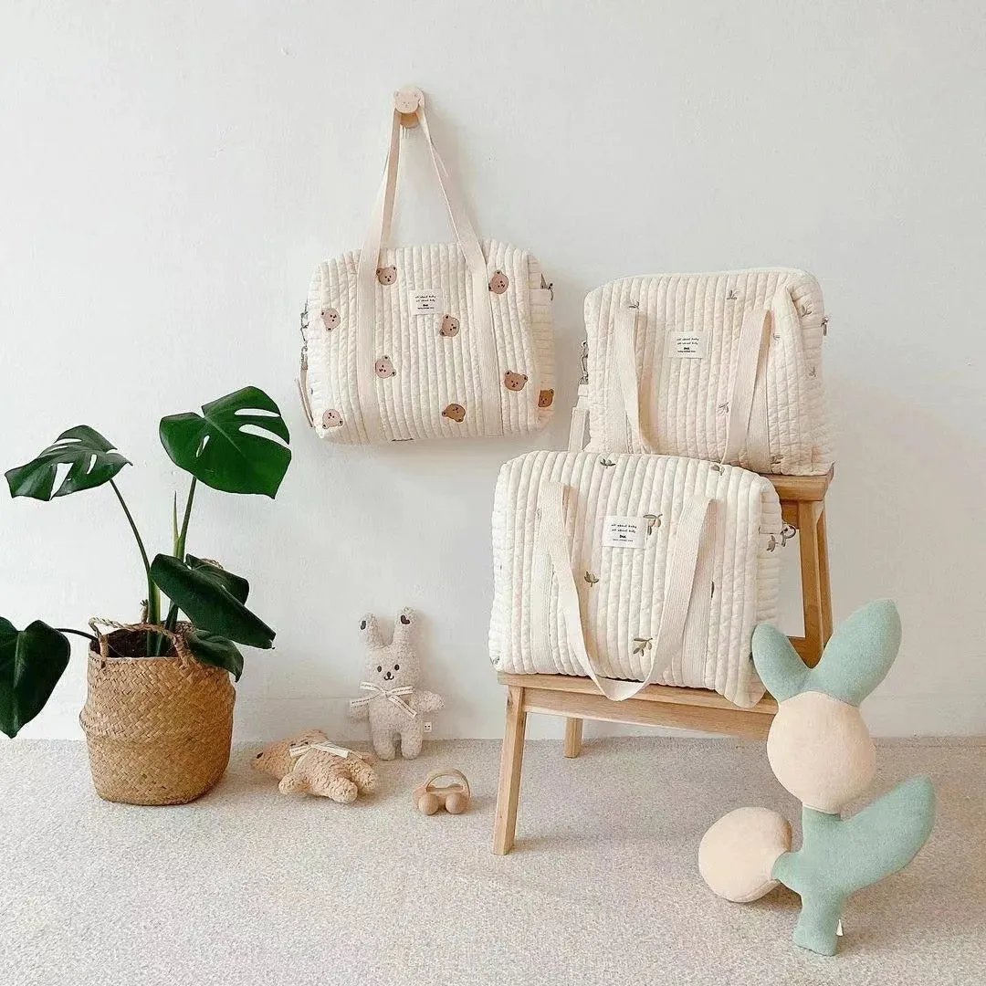 Large Bear quilted baby pram bag