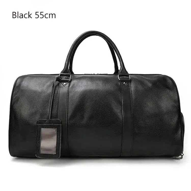 Large Capacity Men’s Genuine Leather Duffel for Travel and Fitness