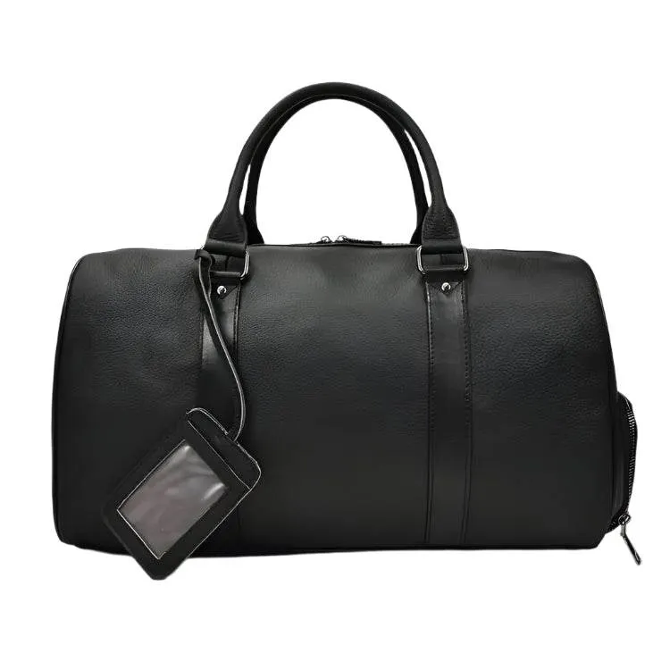 Large Capacity Men’s Genuine Leather Duffel for Travel and Fitness
