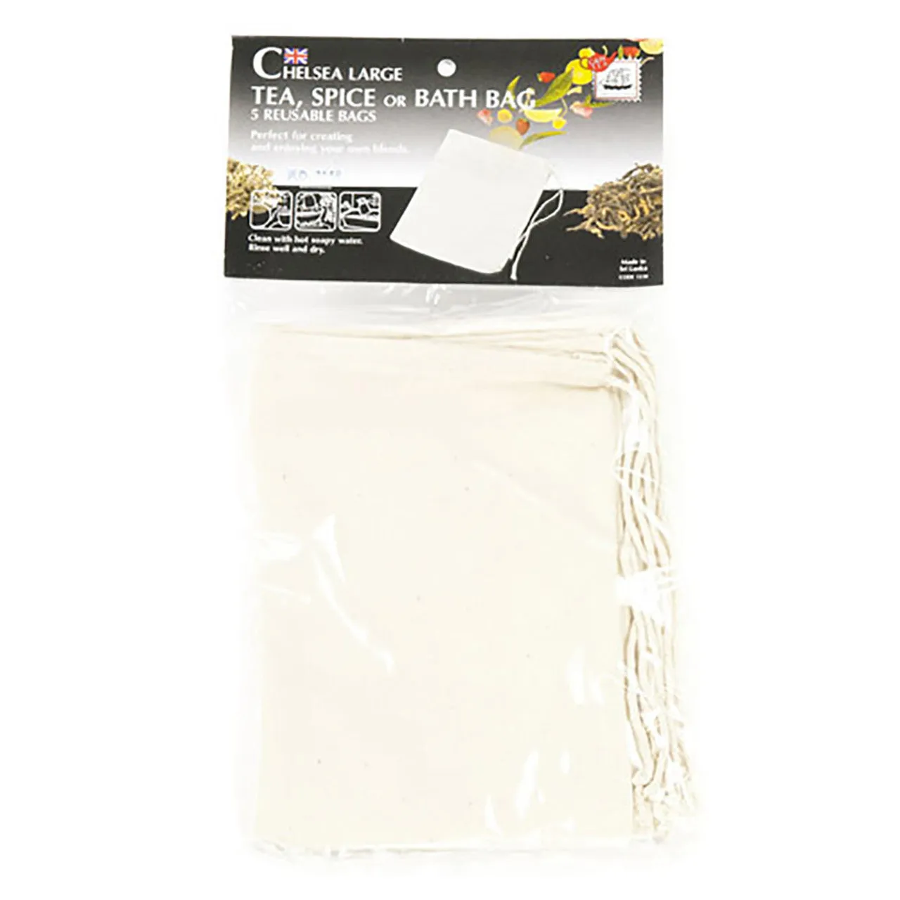 Large Cotton Reusable Tea Bags - 5 Pack