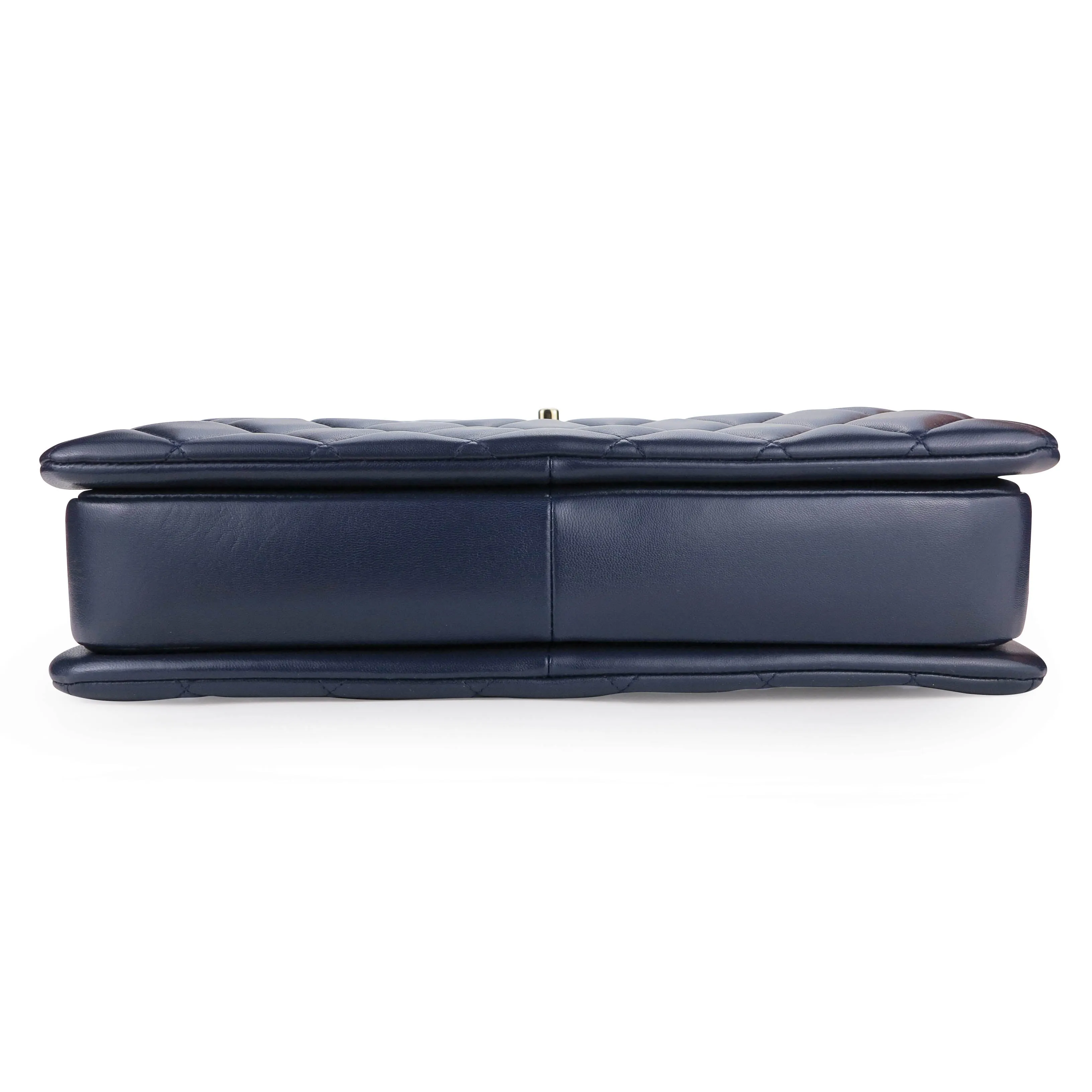 Large Trendy CC Handle Flap Bag in Navy Blue Lambskin