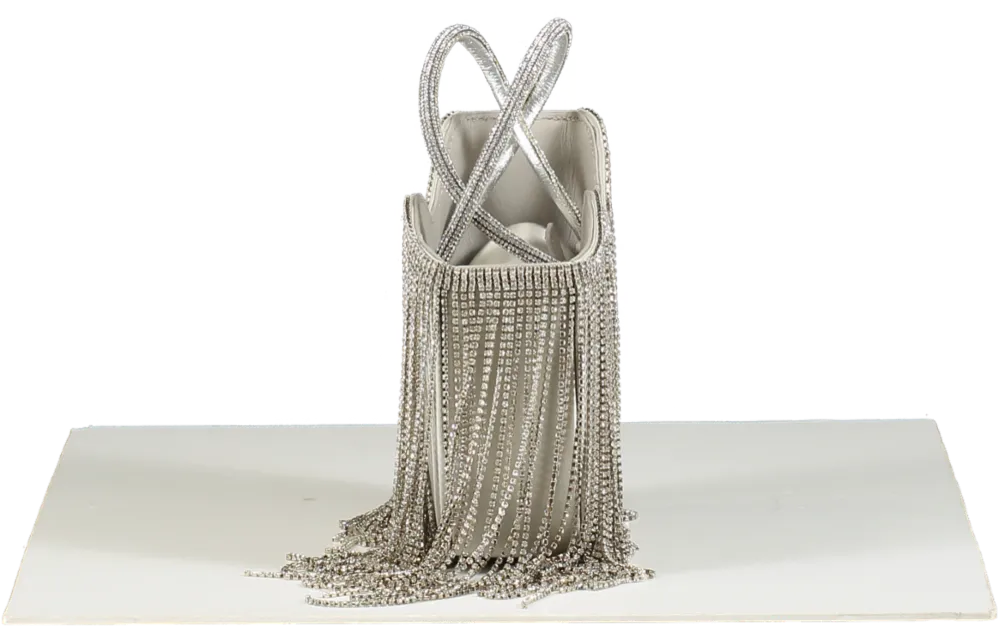 Le Silla Ivy Silver Rhinestone Fringe Mini Bag