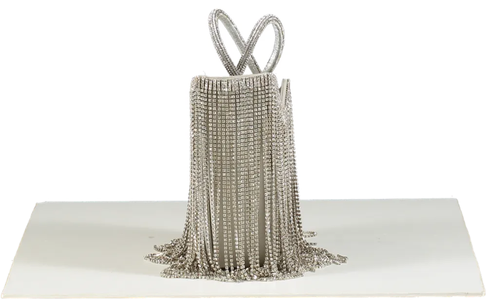 Le Silla Ivy Silver Rhinestone Fringe Mini Bag