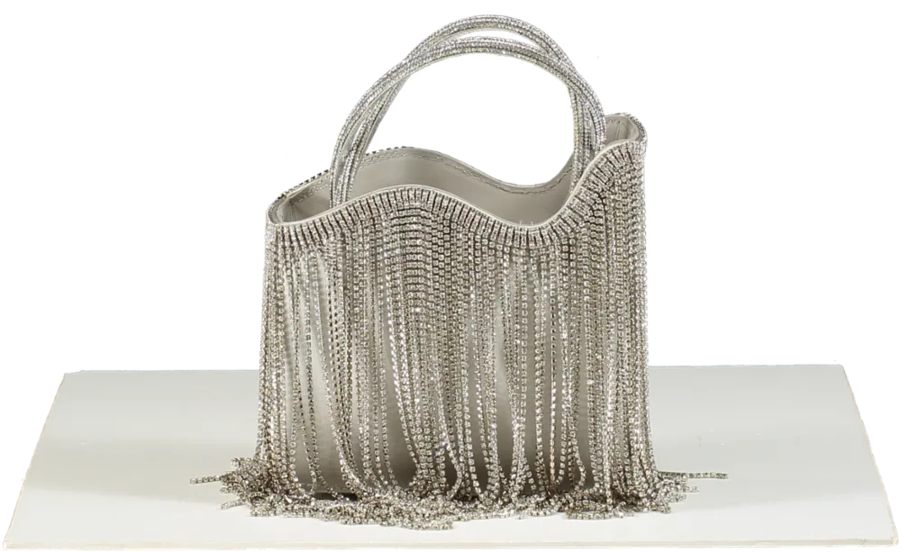 Le Silla Ivy Silver Rhinestone Fringe Mini Bag