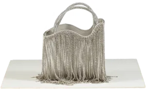 Le Silla Ivy Silver Rhinestone Fringe Mini Bag