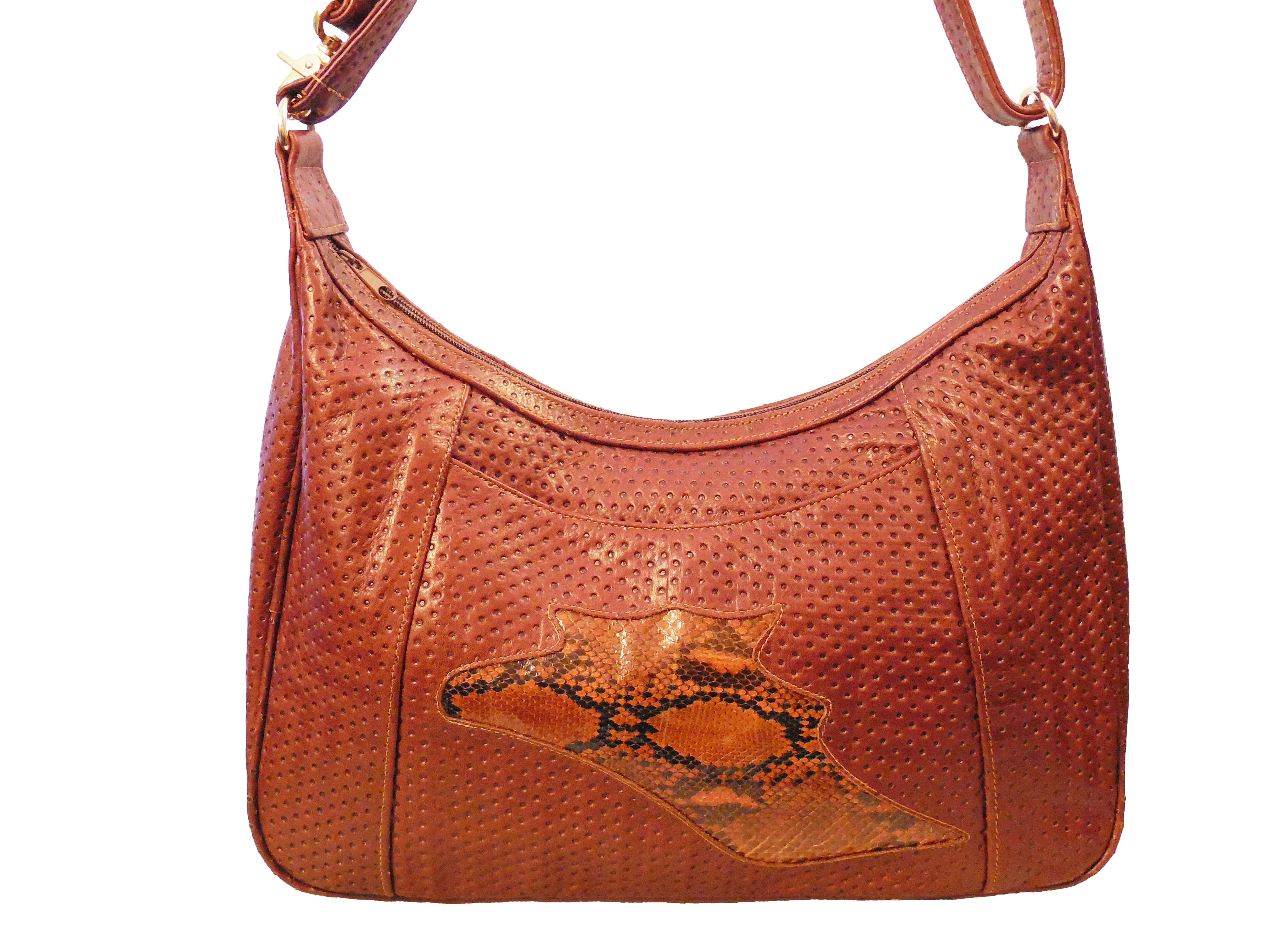 Leather and Snake Skin Handbag