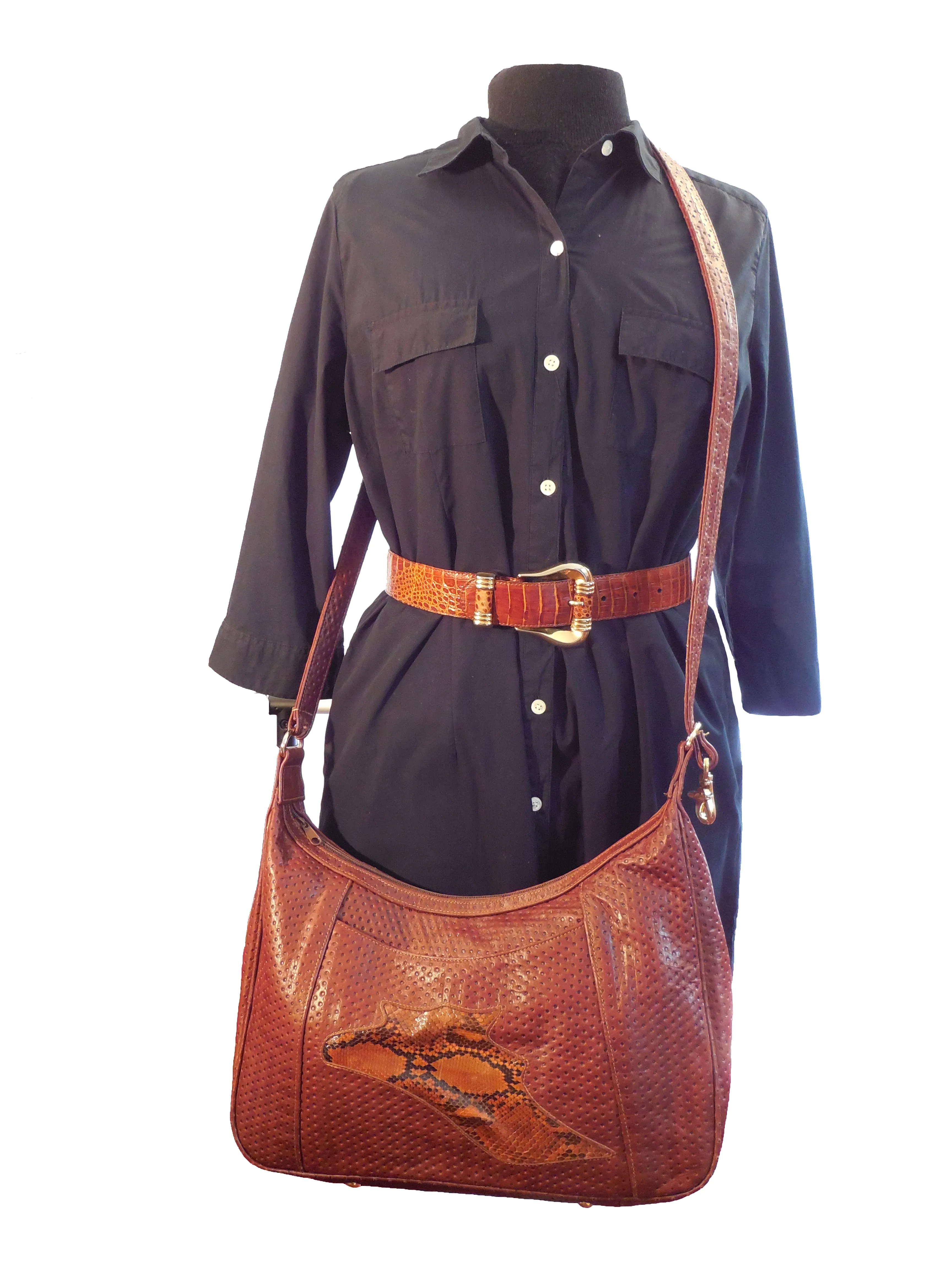 Leather and Snake Skin Handbag