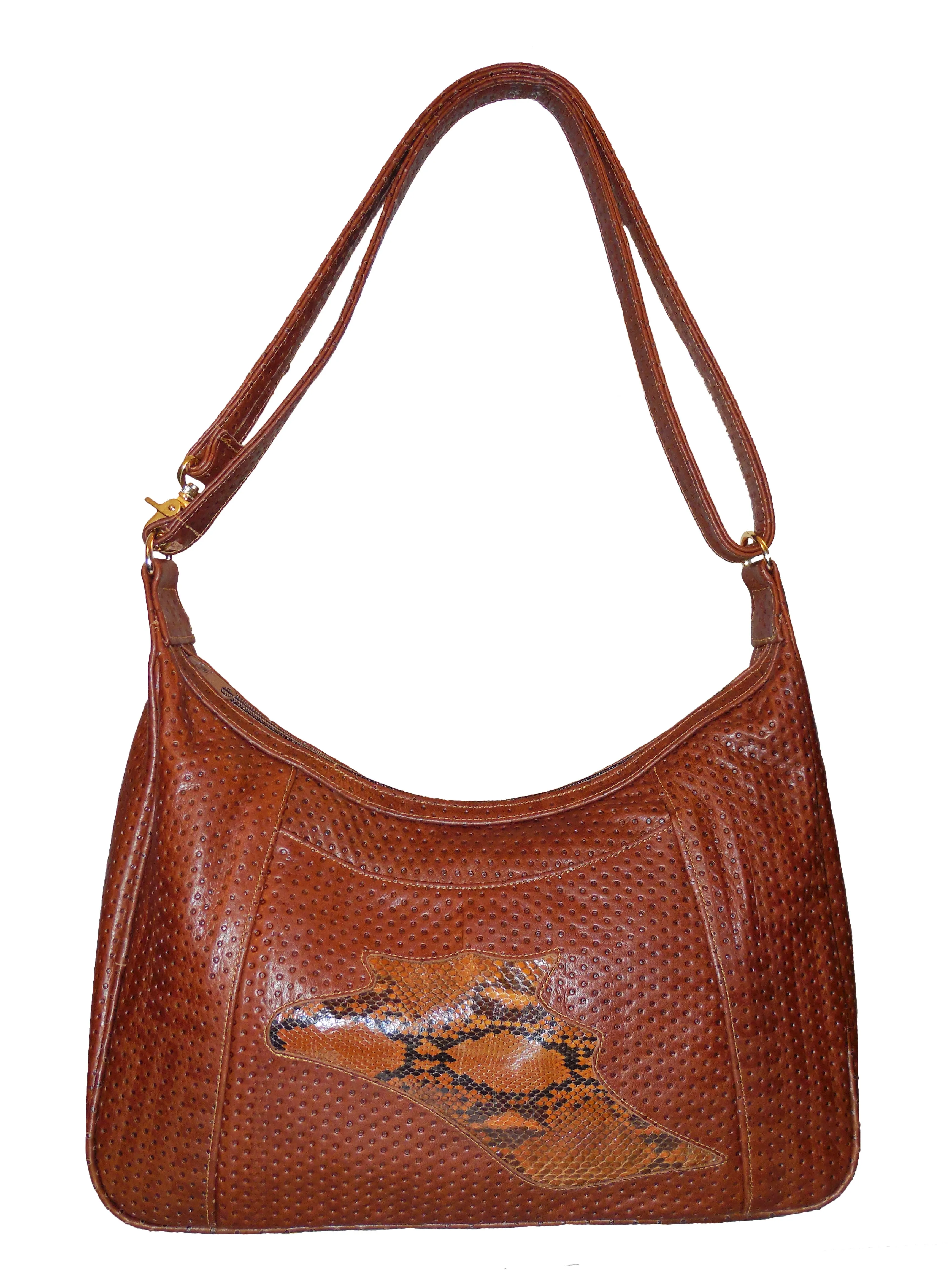 Leather and Snake Skin Handbag