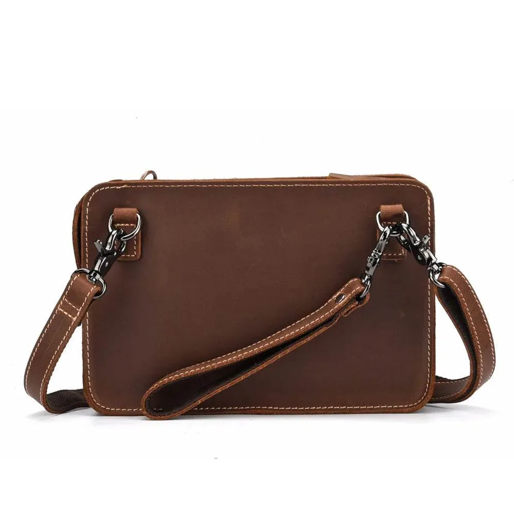 Leather Clutch Bag iPad Tablet Cover Bag with Shoulder Strap