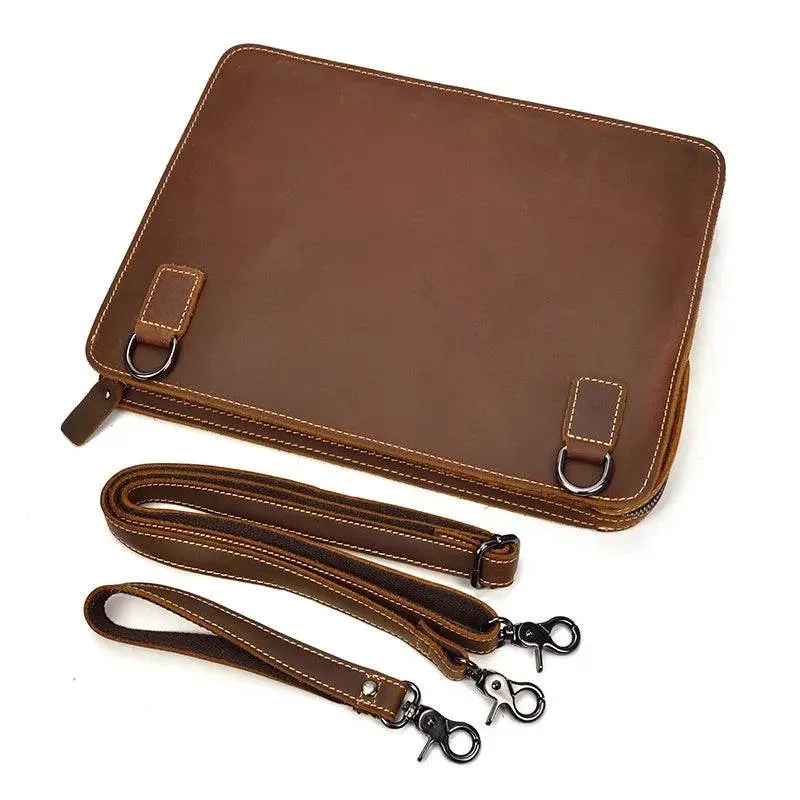 Leather Clutch Bag iPad Tablet Cover Bag with Shoulder Strap