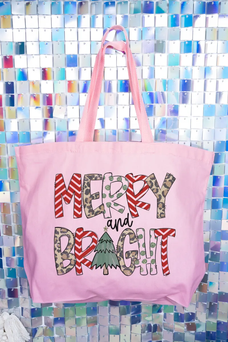 Leopard Merry And Bright Canvas Jumbo Tote