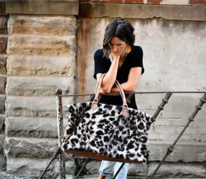 Leopard print Sherpa weekender bag