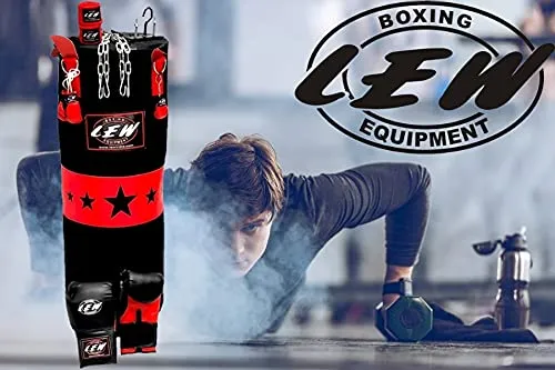 LEW Punching Bag Combo 9 Piece Boxing Set Filled with Heavy Bag Gloves Ceiling Hook Chains Hand Wraps Training Kickboxing Muay Thai MMA Boxing Punching Bag