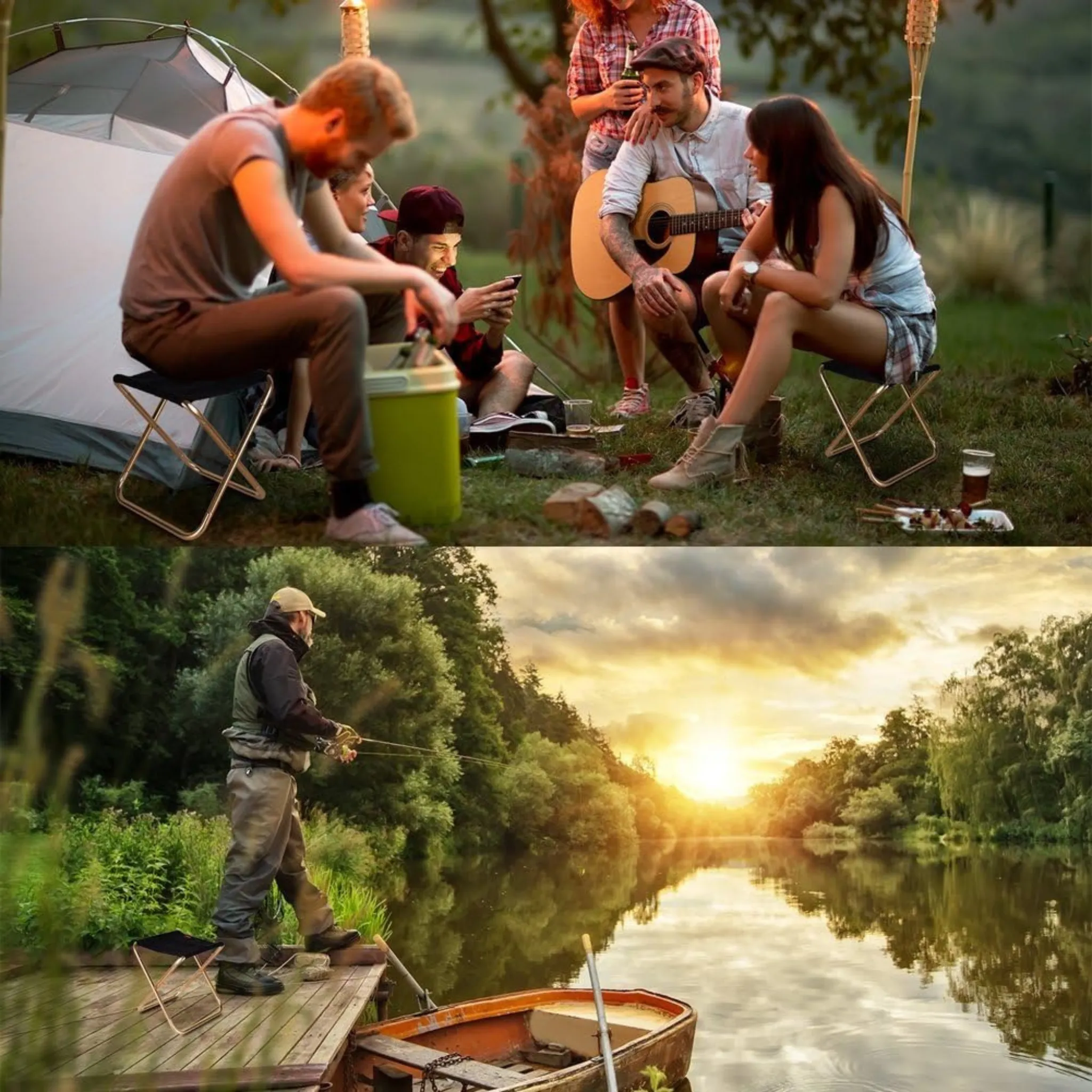 Lightweight Camping Chair Portable Aluminum Alloy Folding Stool Metal Zippered for Hiking Fishing Outdoor