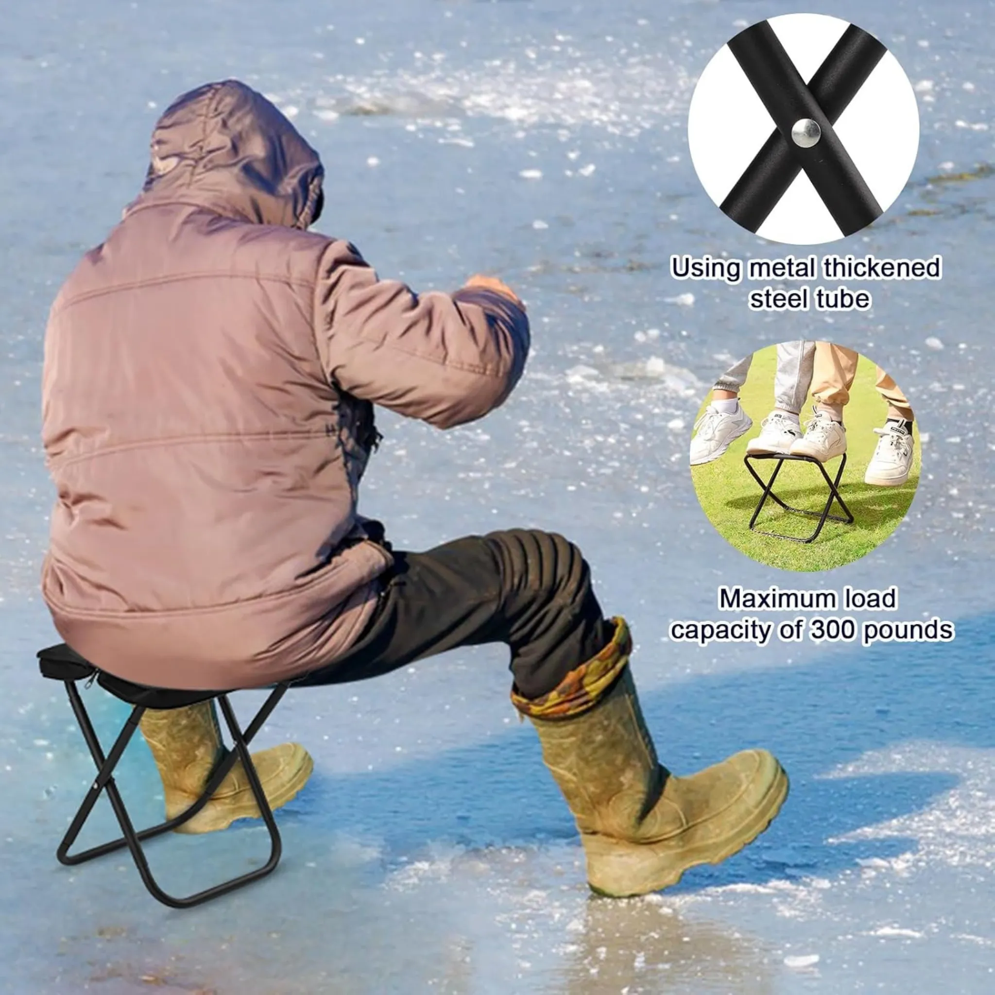 Lightweight Camping Chair Portable Aluminum Alloy Folding Stool Metal Zippered for Hiking Fishing Outdoor