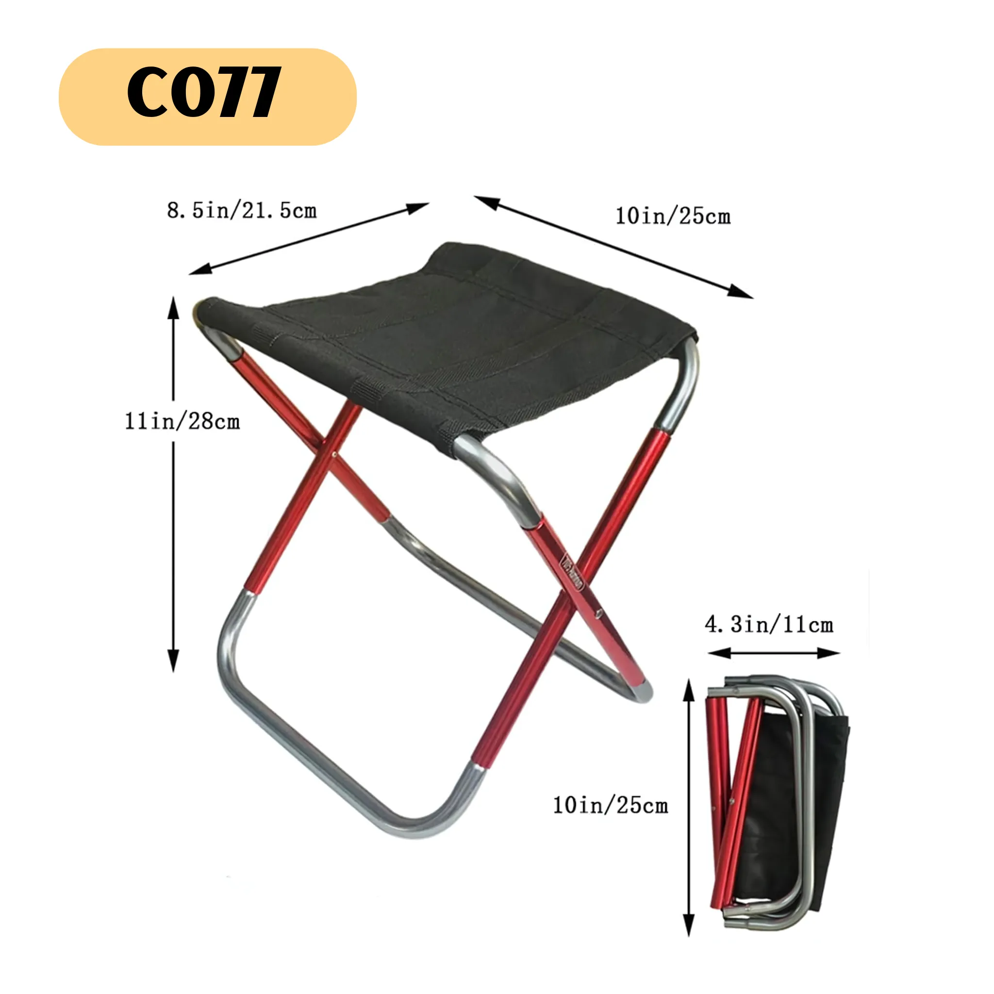 Lightweight Camping Chair Portable Aluminum Alloy Folding Stool Metal Zippered for Hiking Fishing Outdoor