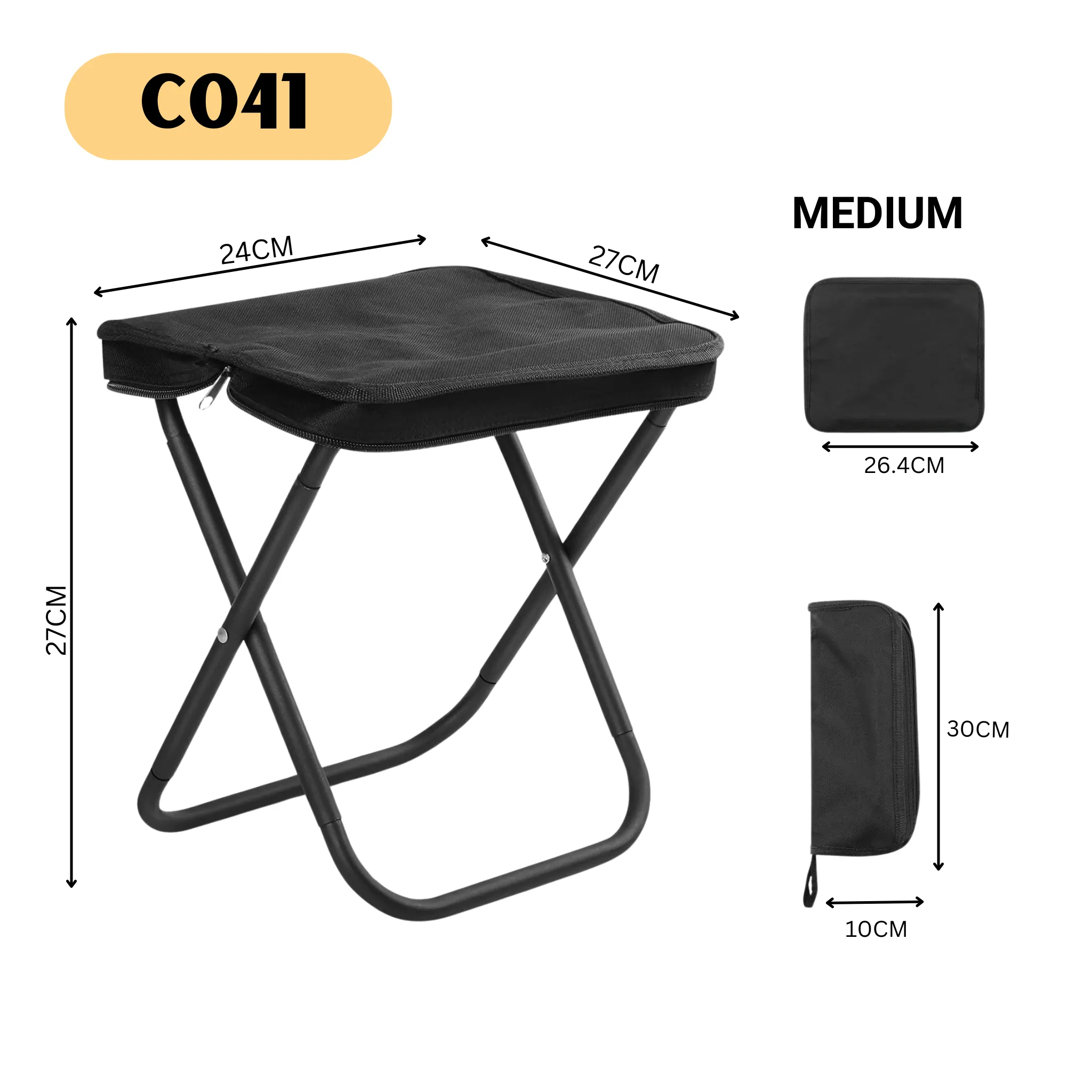 Lightweight Camping Chair Portable Aluminum Alloy Folding Stool Metal Zippered for Hiking Fishing Outdoor