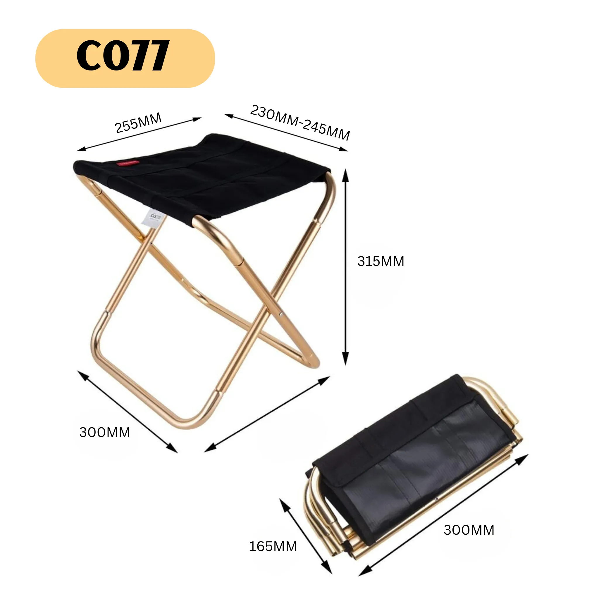 Lightweight Camping Chair Portable Aluminum Alloy Folding Stool Metal Zippered for Hiking Fishing Outdoor
