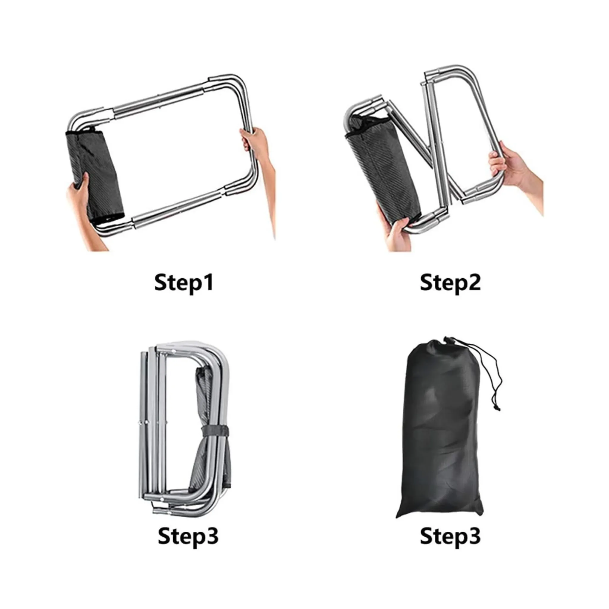 Lightweight Camping Chair Portable Aluminum Alloy Folding Stool Metal Zippered for Hiking Fishing Outdoor