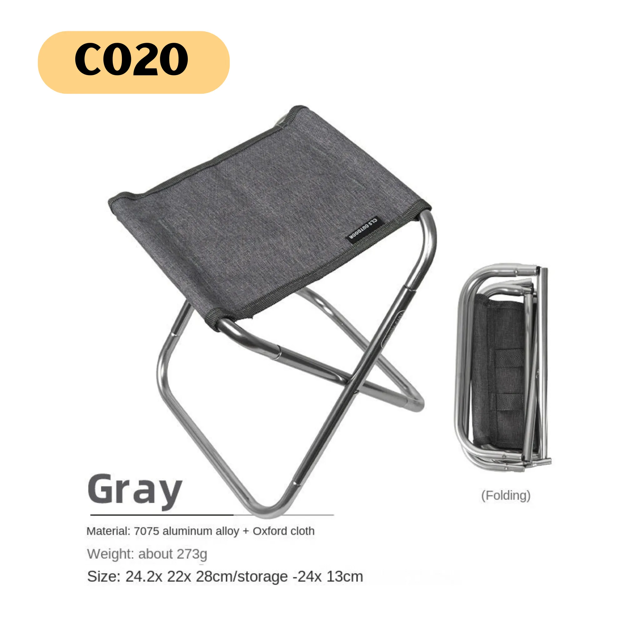 Lightweight Camping Chair Portable Aluminum Alloy Folding Stool Metal Zippered for Hiking Fishing Outdoor