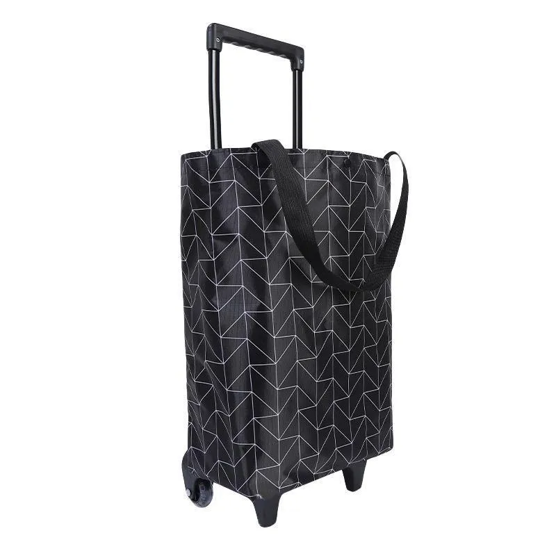 Lightweight Folding Shopping Cart Trolley with Wheels Retractable Tote Bag