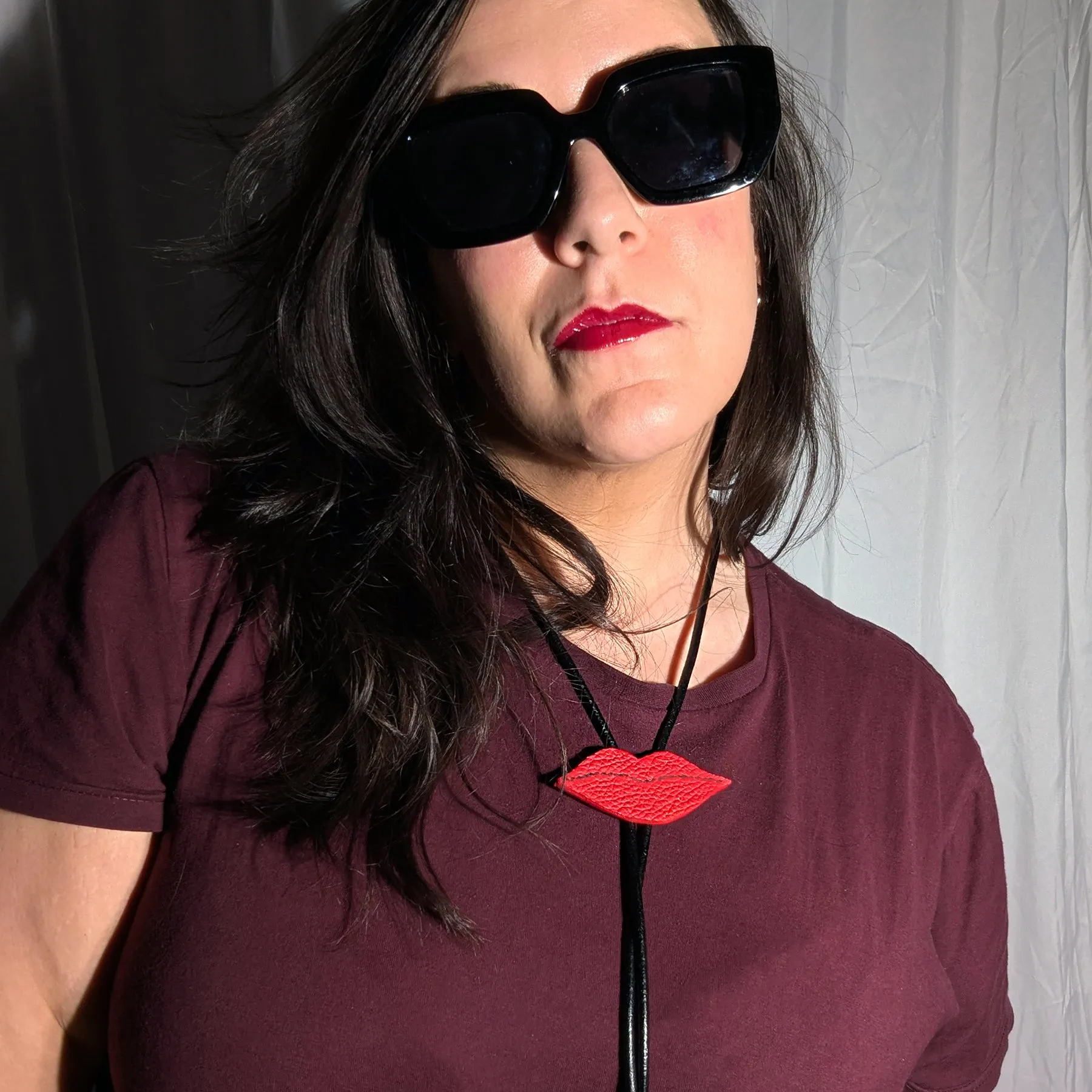 Lips Leather Bolo Tie