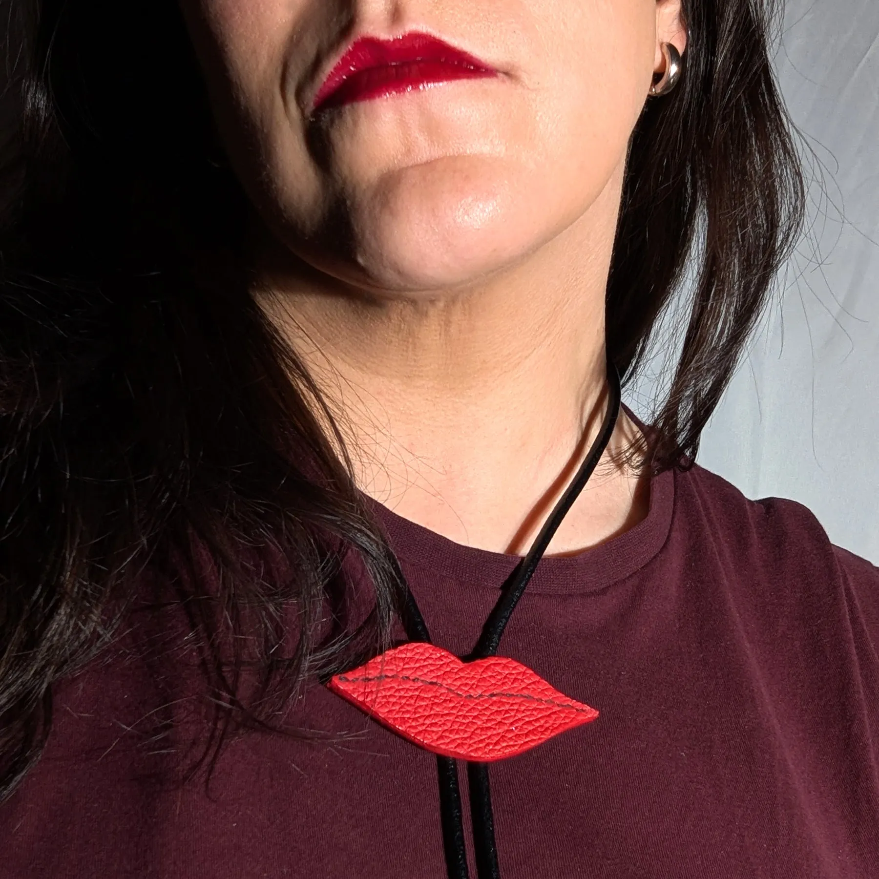Lips Leather Bolo Tie