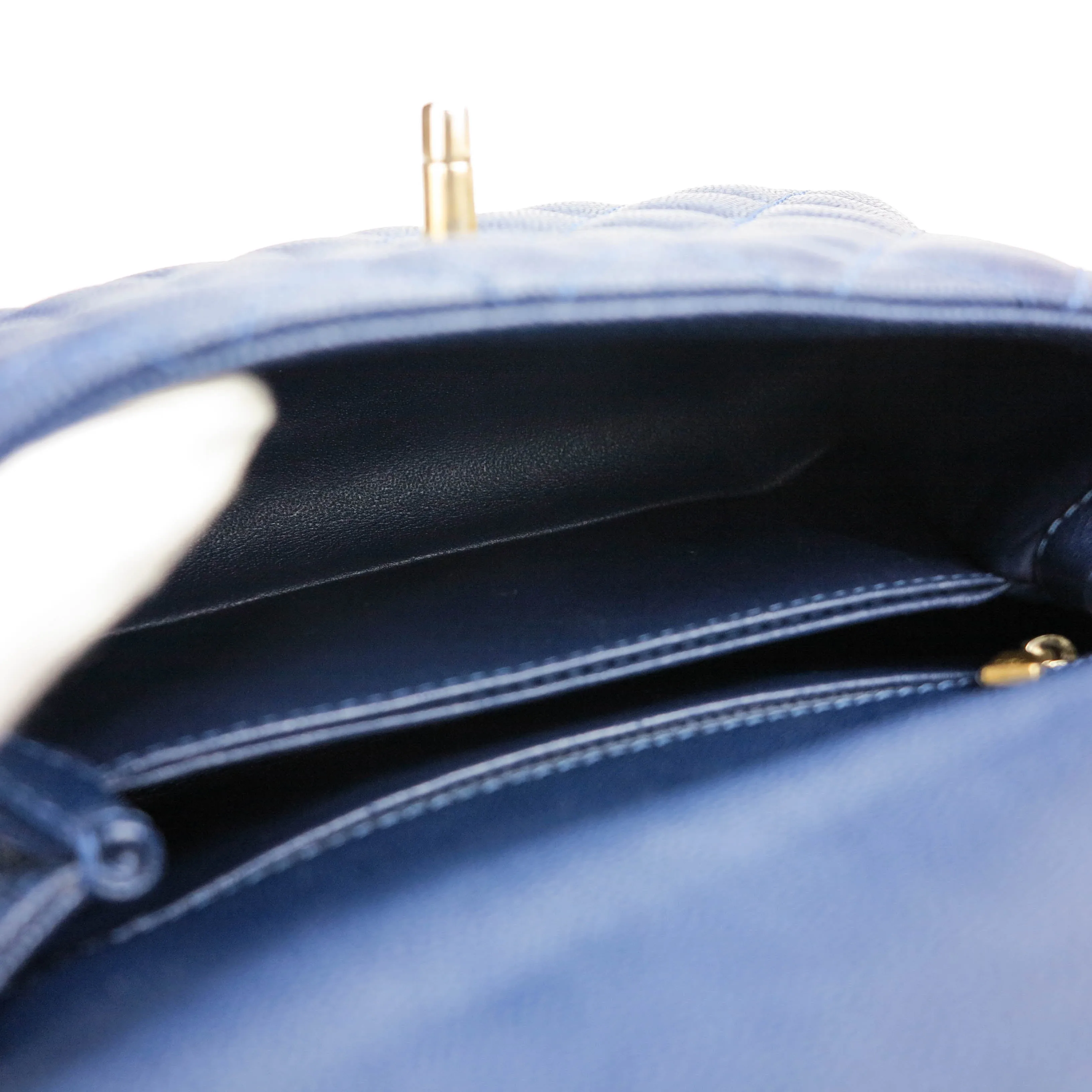 Lizard Mini Coco Handle Bag in Navy Caviar