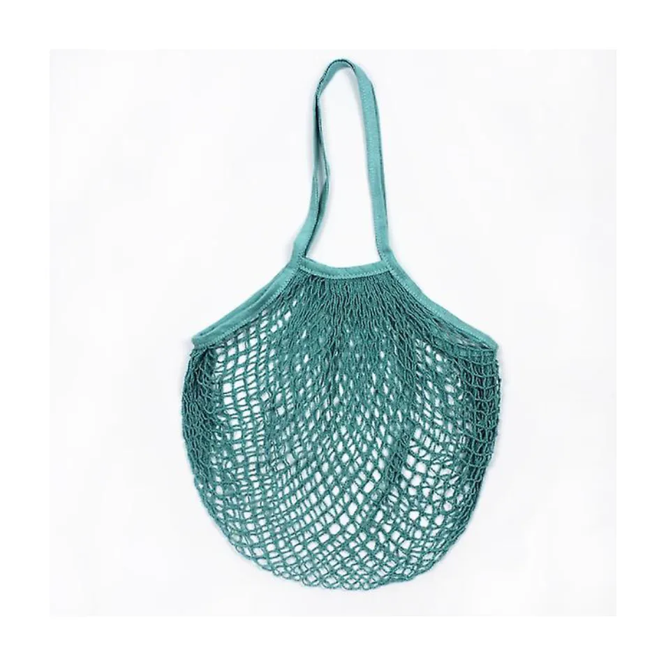 Long Handles - Organic Cotton - Reusable Grocery Mesh Shopping Bag- Pine Green