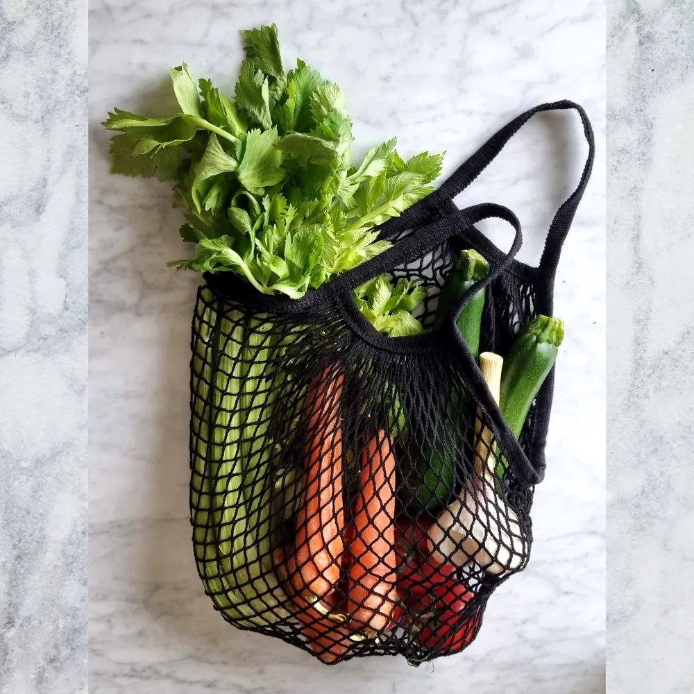 Long Handles - Organic Cotton - Reusable Grocery Mesh Shopping Bag- Pine Green