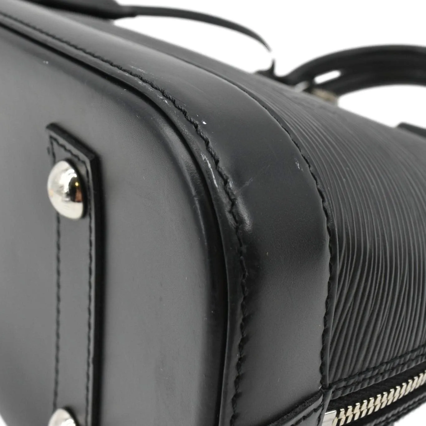 LOUIS VUITTON Alma PM Epi Leather Satchel Bag Black