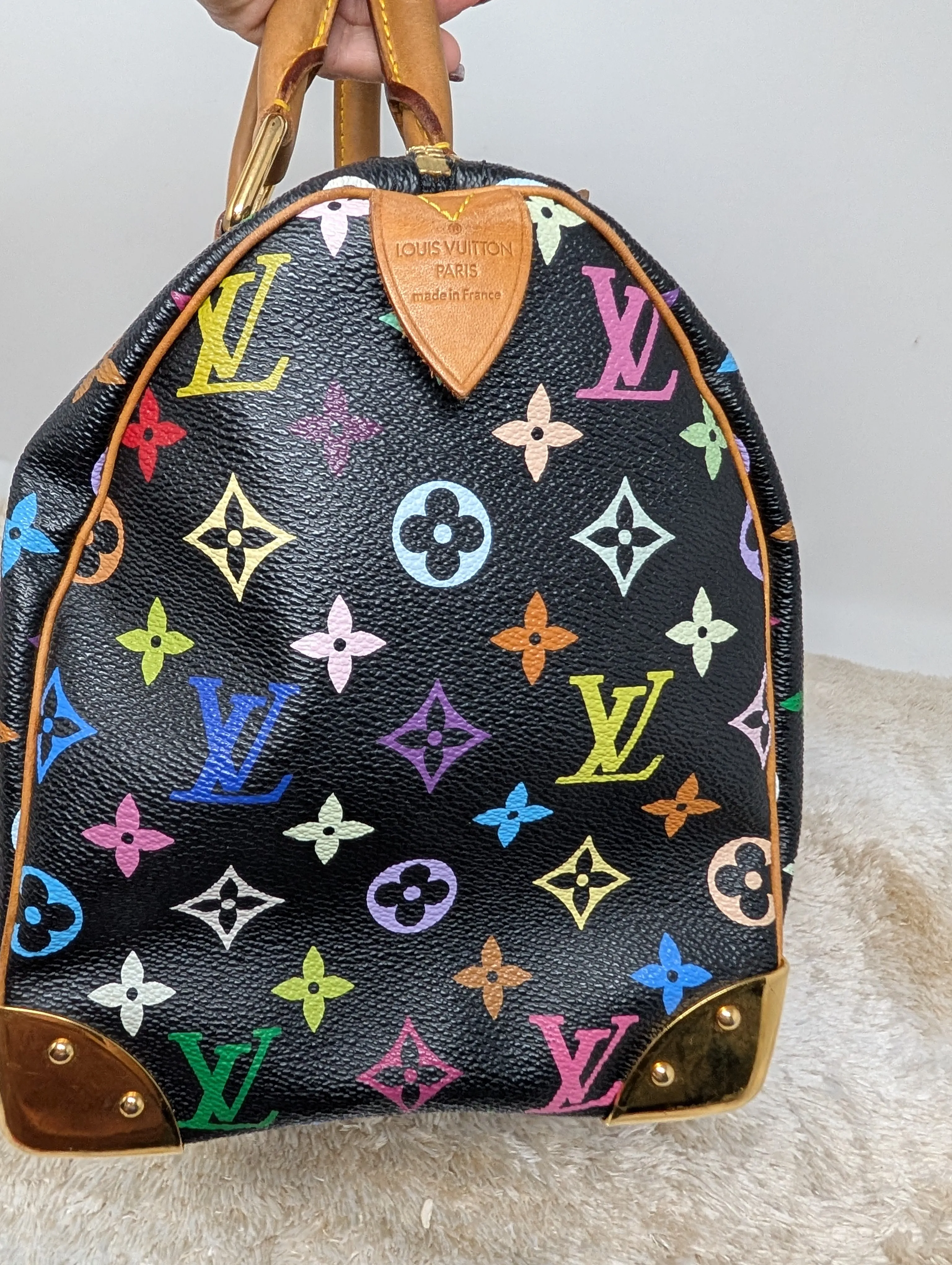 LOUIS VUITTON BLACK MULTI COLOR SPEEDY 30