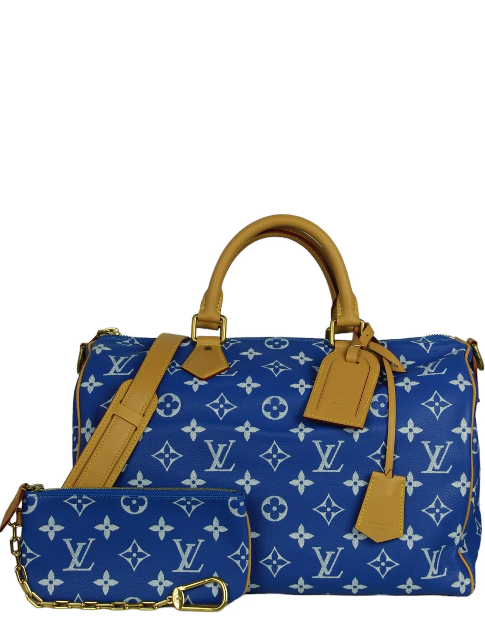 Louis Vuitton Blue Soft Calfskin Monogram Speedy P9 Bandouliere 40