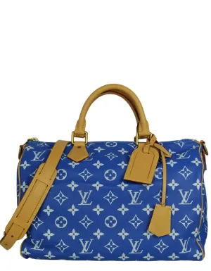 Louis Vuitton Blue Soft Calfskin Monogram Speedy P9 Bandouliere 40