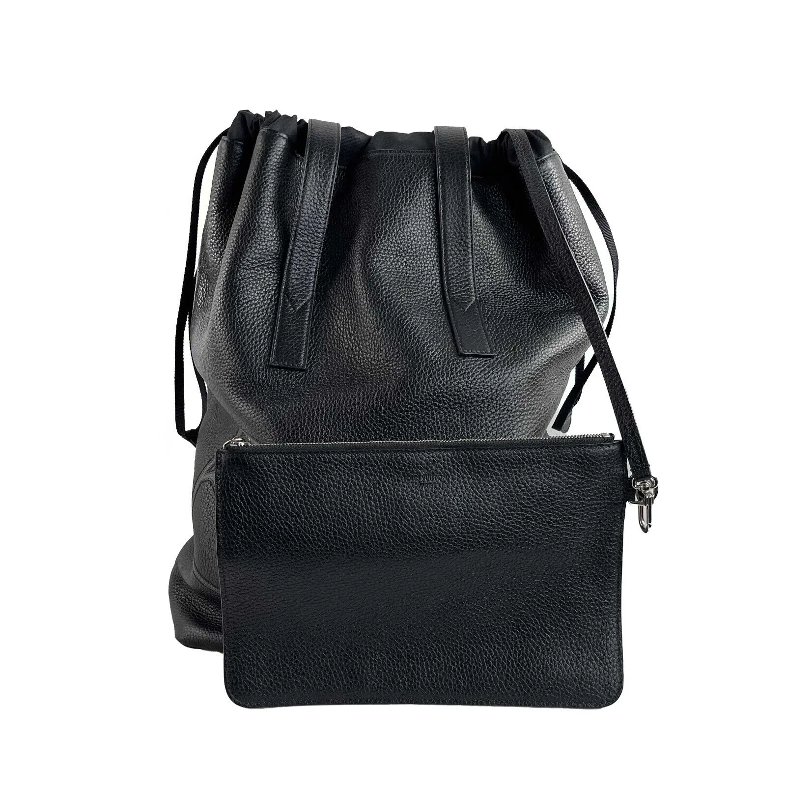 Louis Vuitton Cabas Light Drawstring LV Initials Black Leather Bag