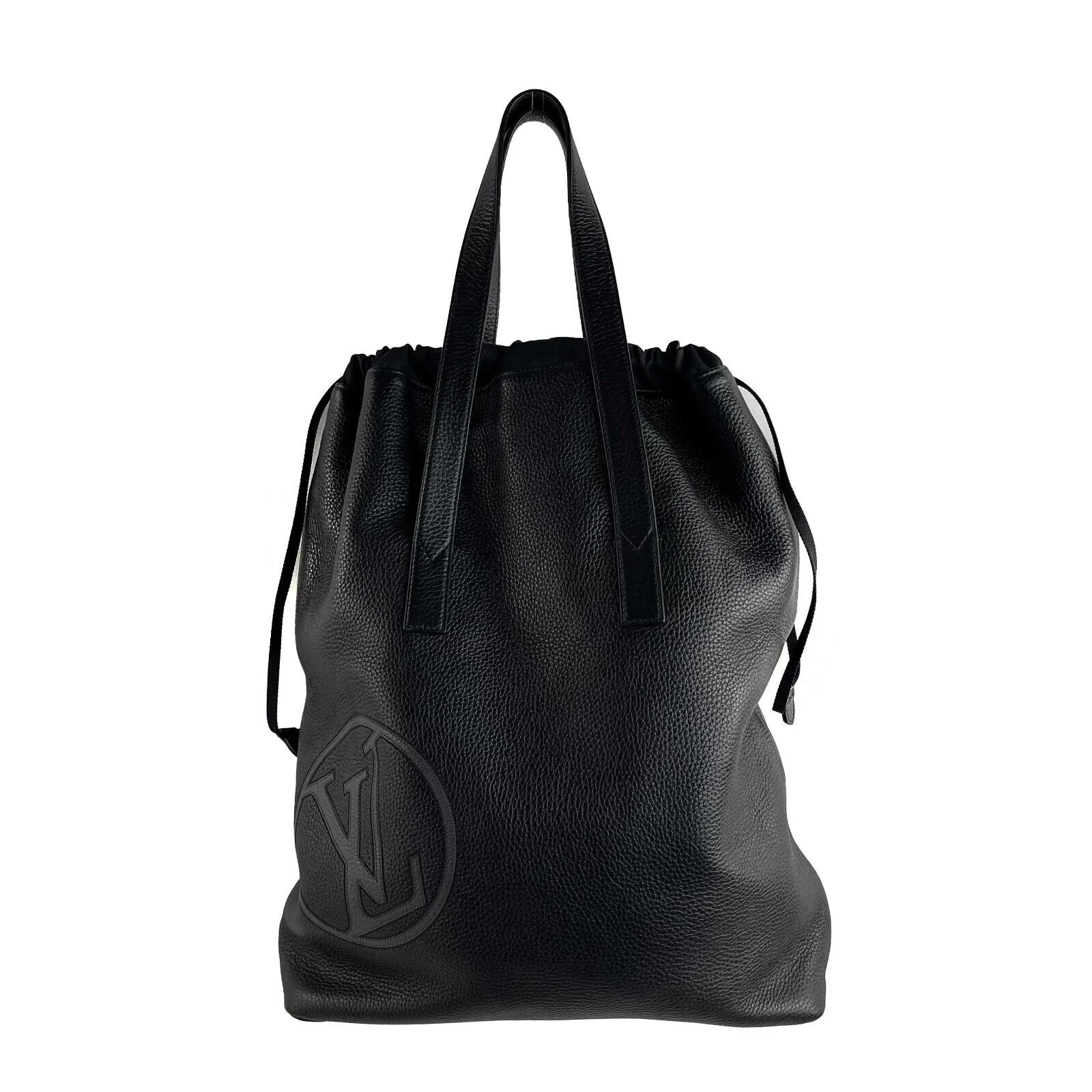 Louis Vuitton Cabas Light Drawstring LV Initials Black Leather Bag