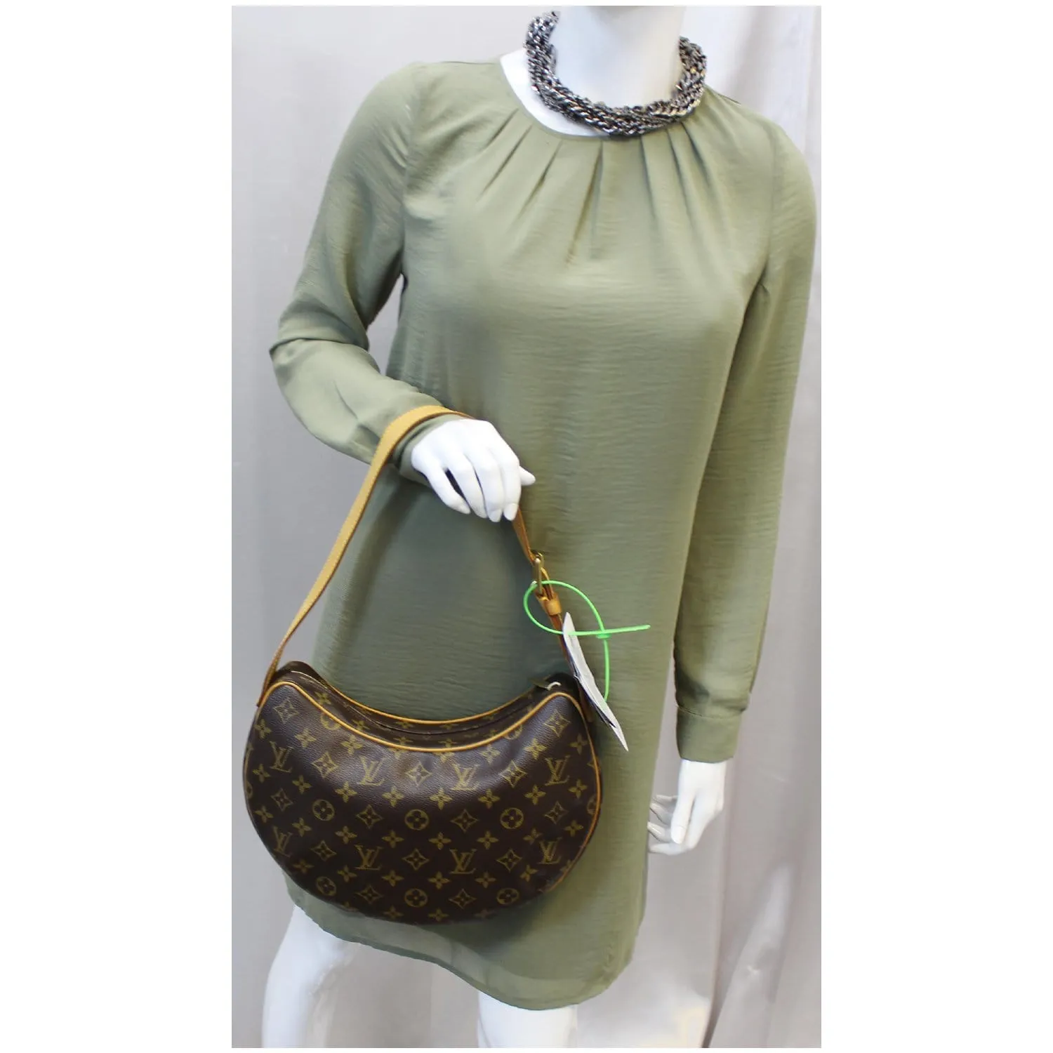 LOUIS VUITTON Croissant MM Monogram Canvas Shoulder Bag Brown