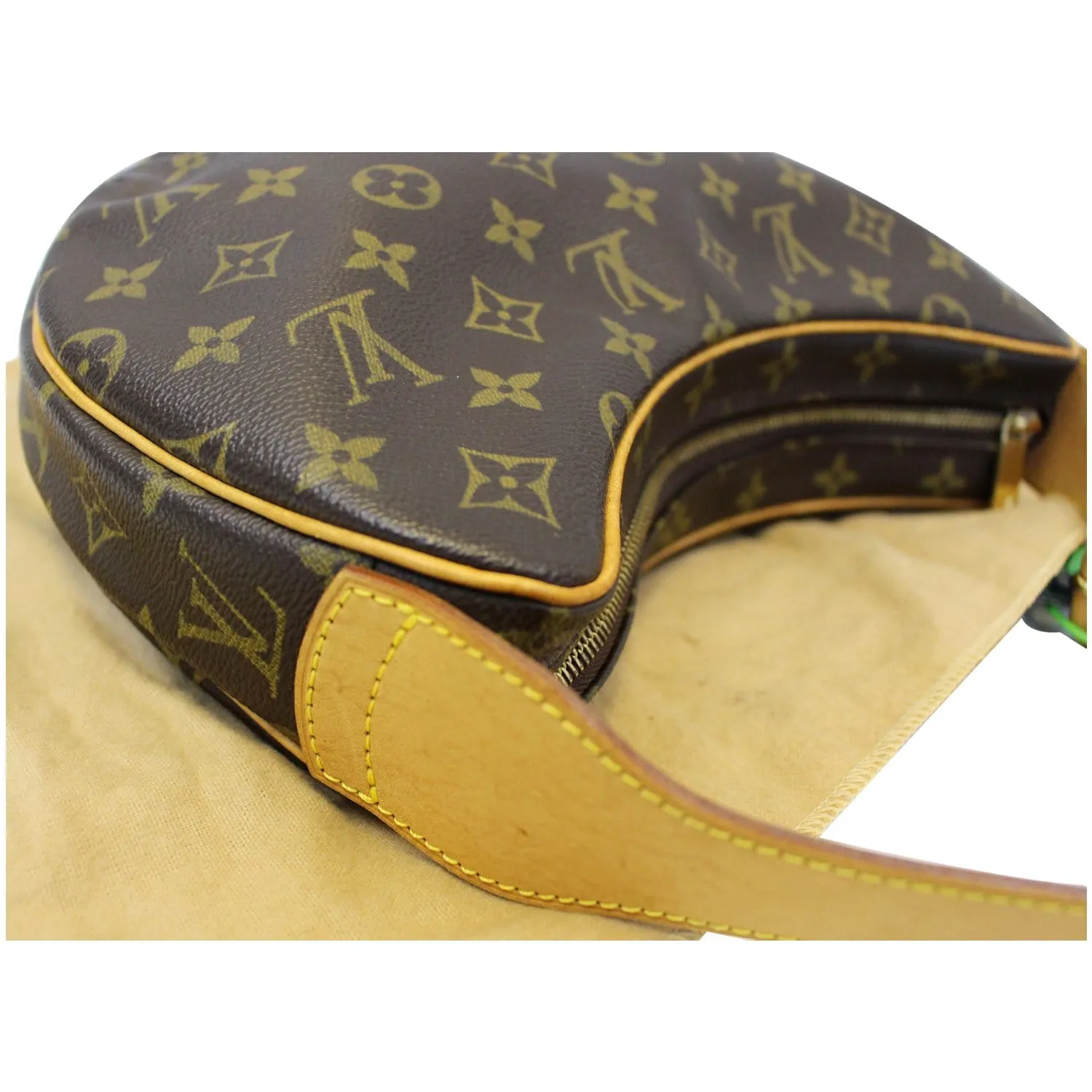 LOUIS VUITTON Croissant MM Monogram Canvas Shoulder Bag Brown