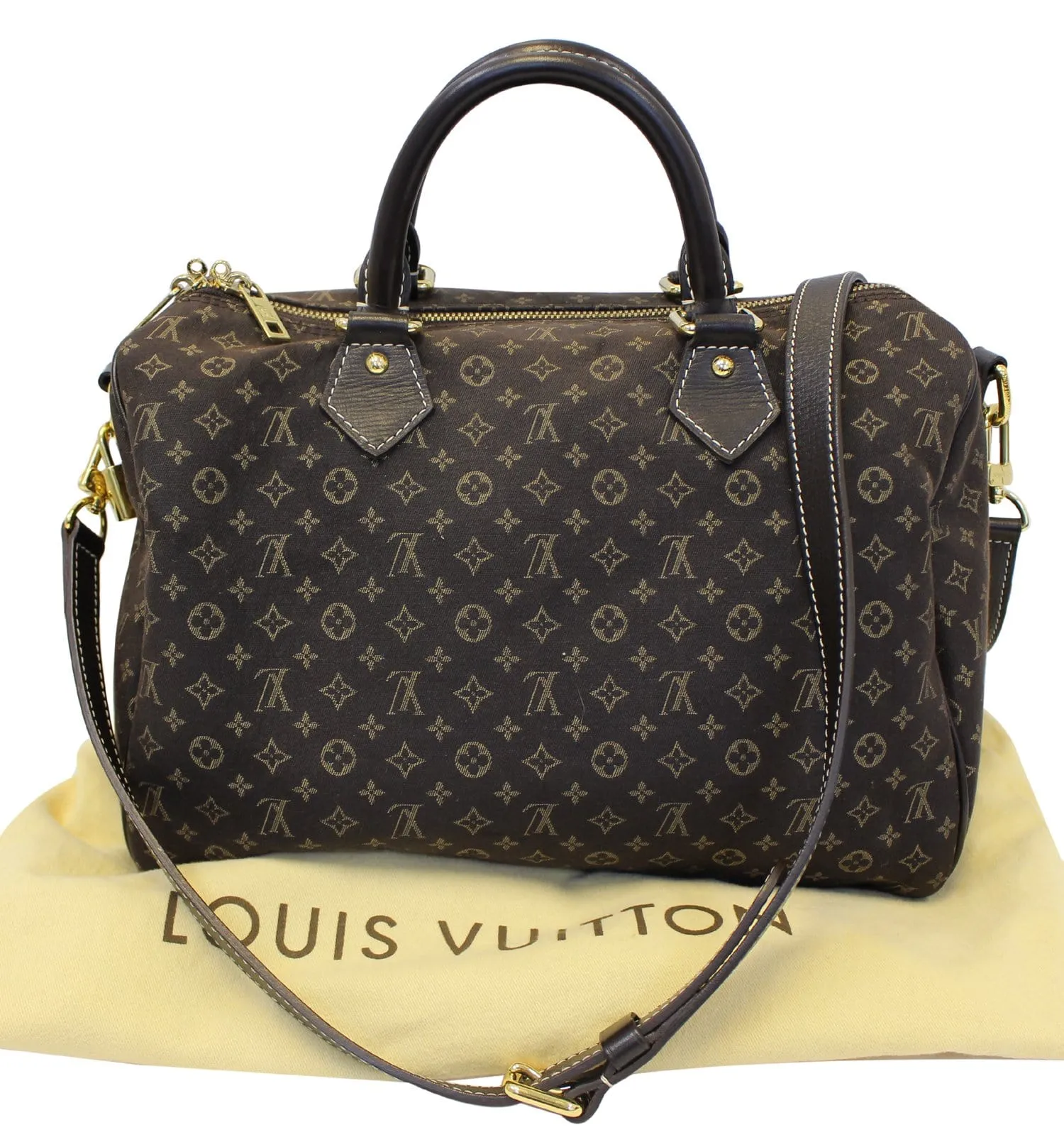 LOUIS VUITTON Ebene Mini Lin Speedy 30 Bandouliere Satchel Bag