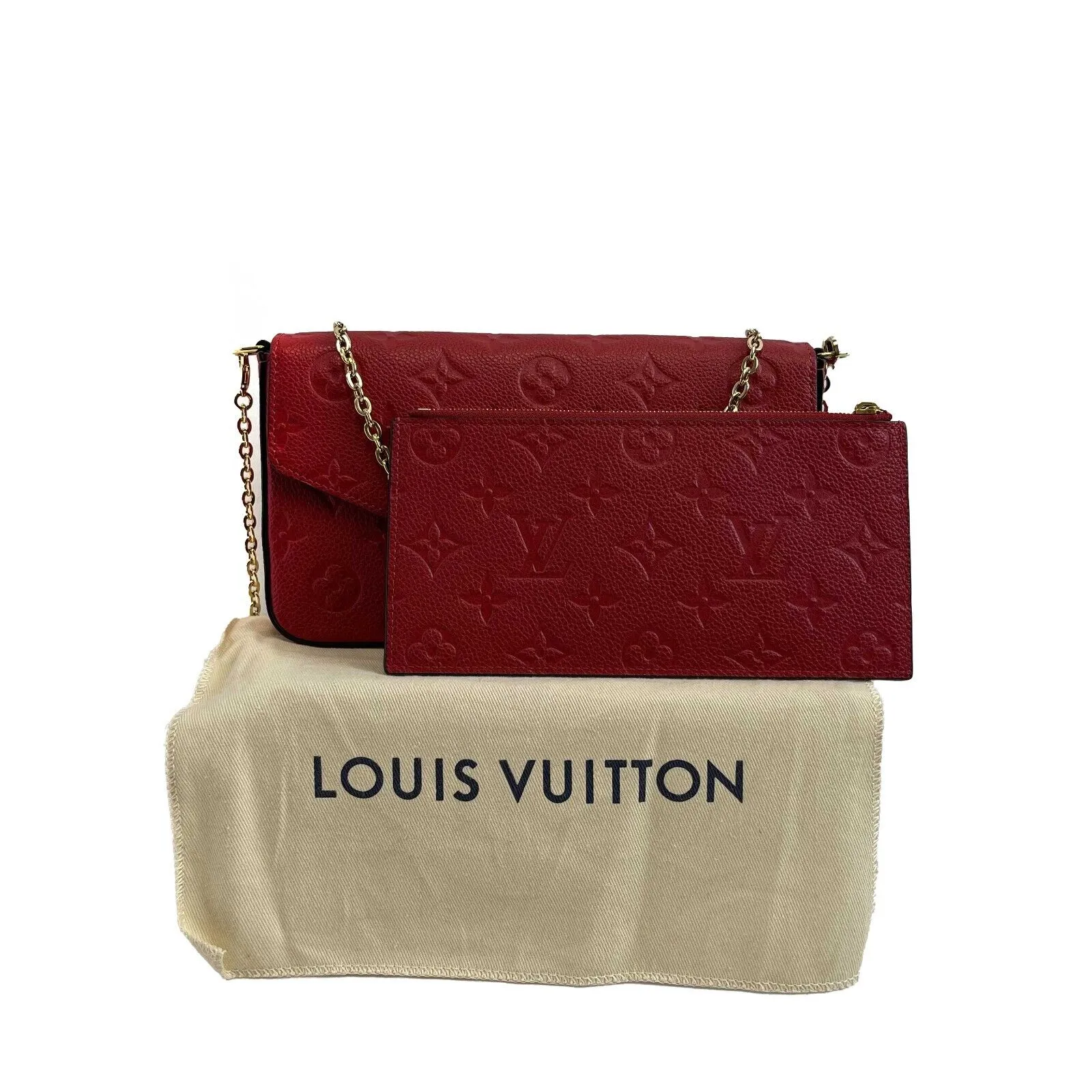 Louis Vuitton -Felicie Pochette-Monogram Empreinte Leather -Red-Handbag