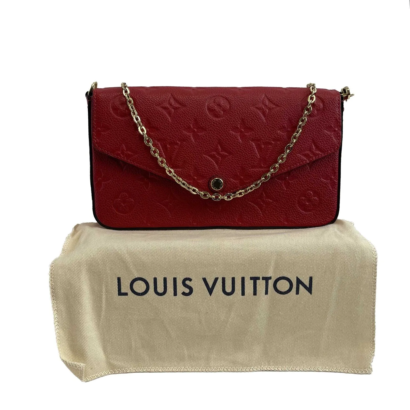 Louis Vuitton -Felicie Pochette-Monogram Empreinte Leather -Red-Handbag