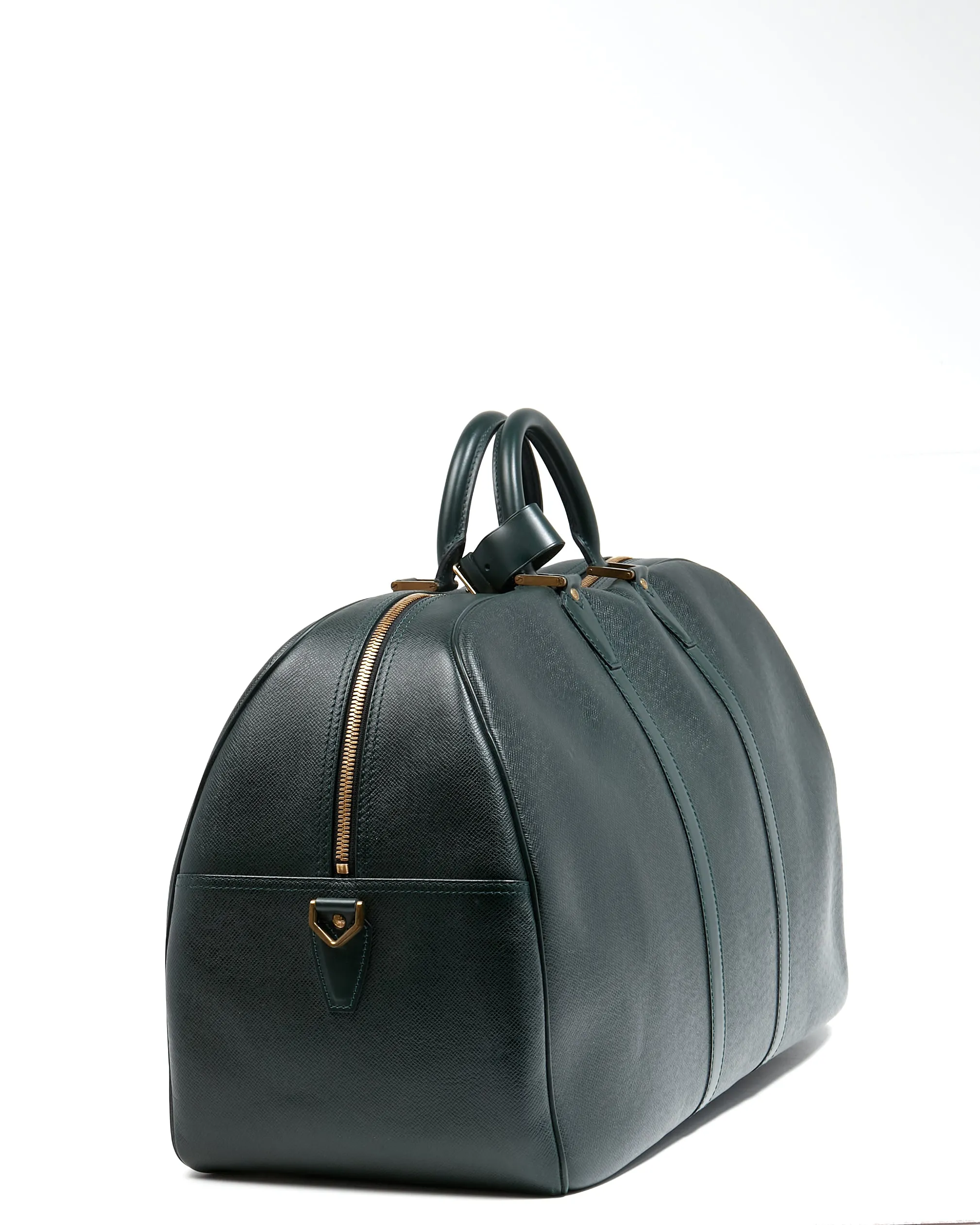 Louis Vuitton Hunter Green Taiga Leather Kendall Duffle Travel Bag